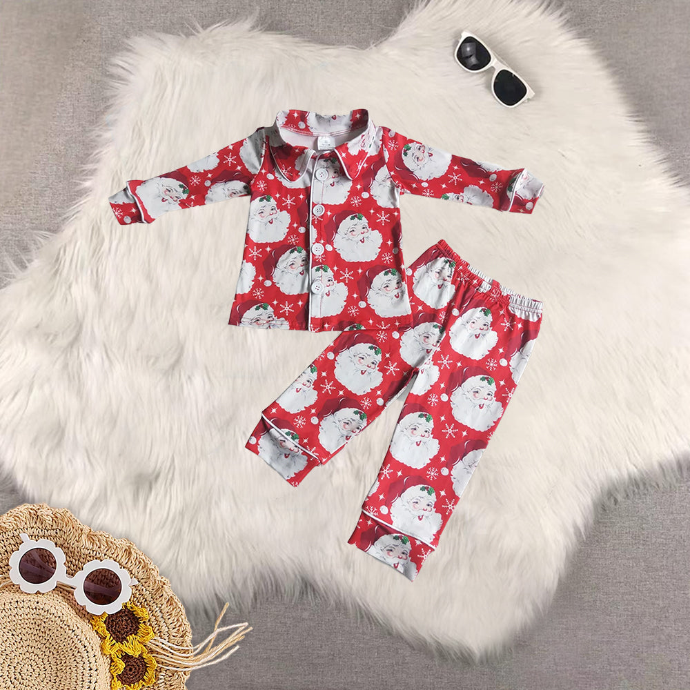 8.20 RTS Sibling Baby Boys Girls Santa print girls Chrismtas pajamas