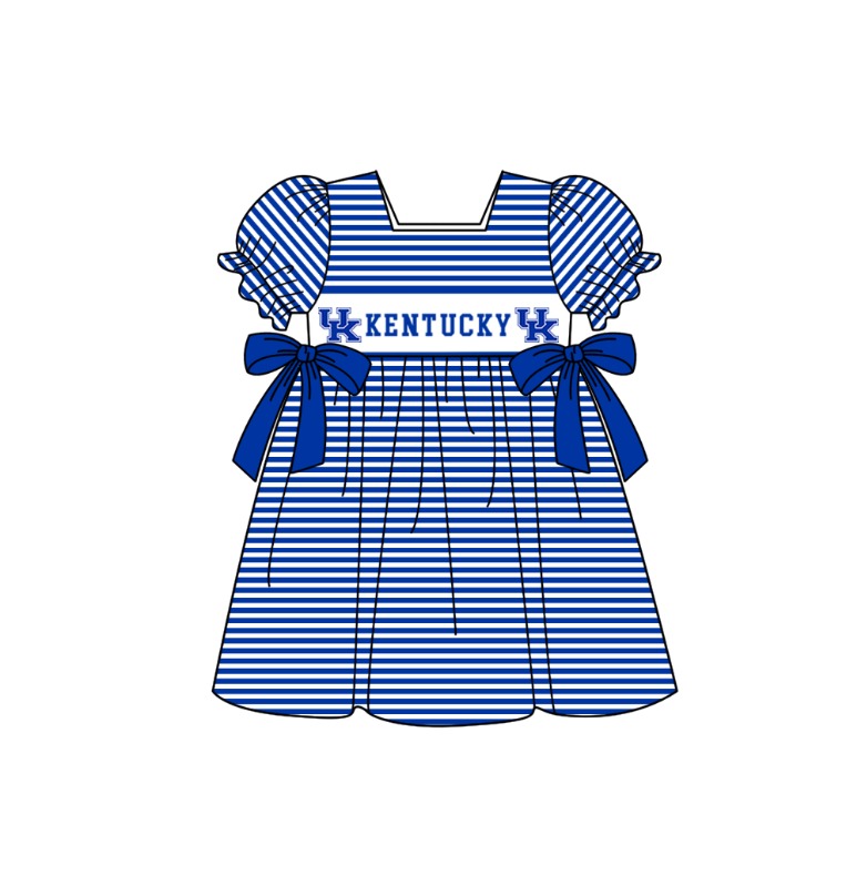 CUSTOM MOQ 5 Sibling Baby Kids Blue Stripe Top Ruffles Shorts Clothes Set Knee Length Dress Rompers