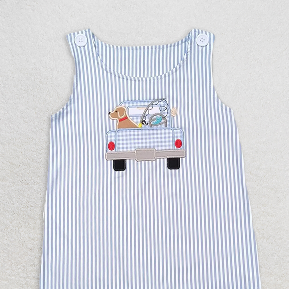 6.16 SR1170 RTS NO MOQ Baby Boys Summer Romper Stripe sleeveless dog fishing truck baby boys romper