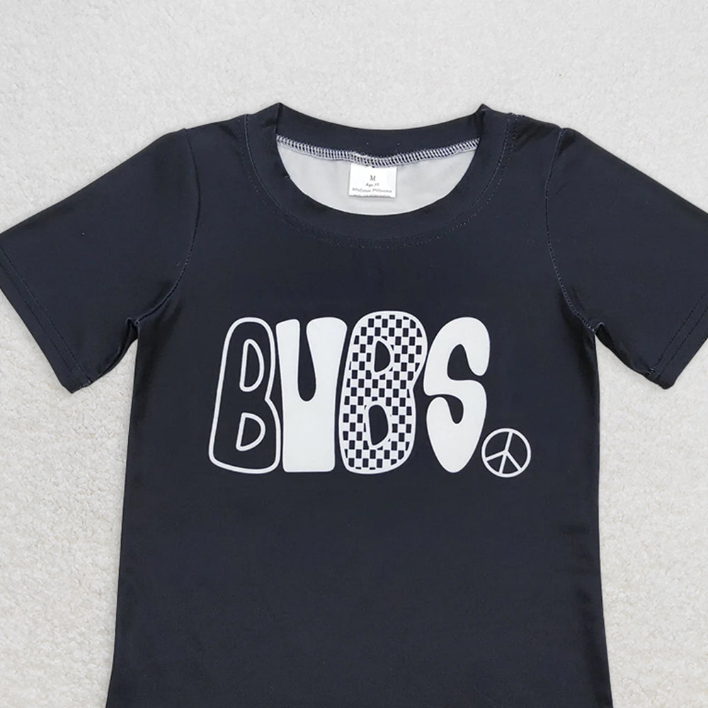 BT0617 RTS NO MOQ Baby Boys Summer Tops Baby Boys Black Bubs Short Sleeve Tee Shirts Tops