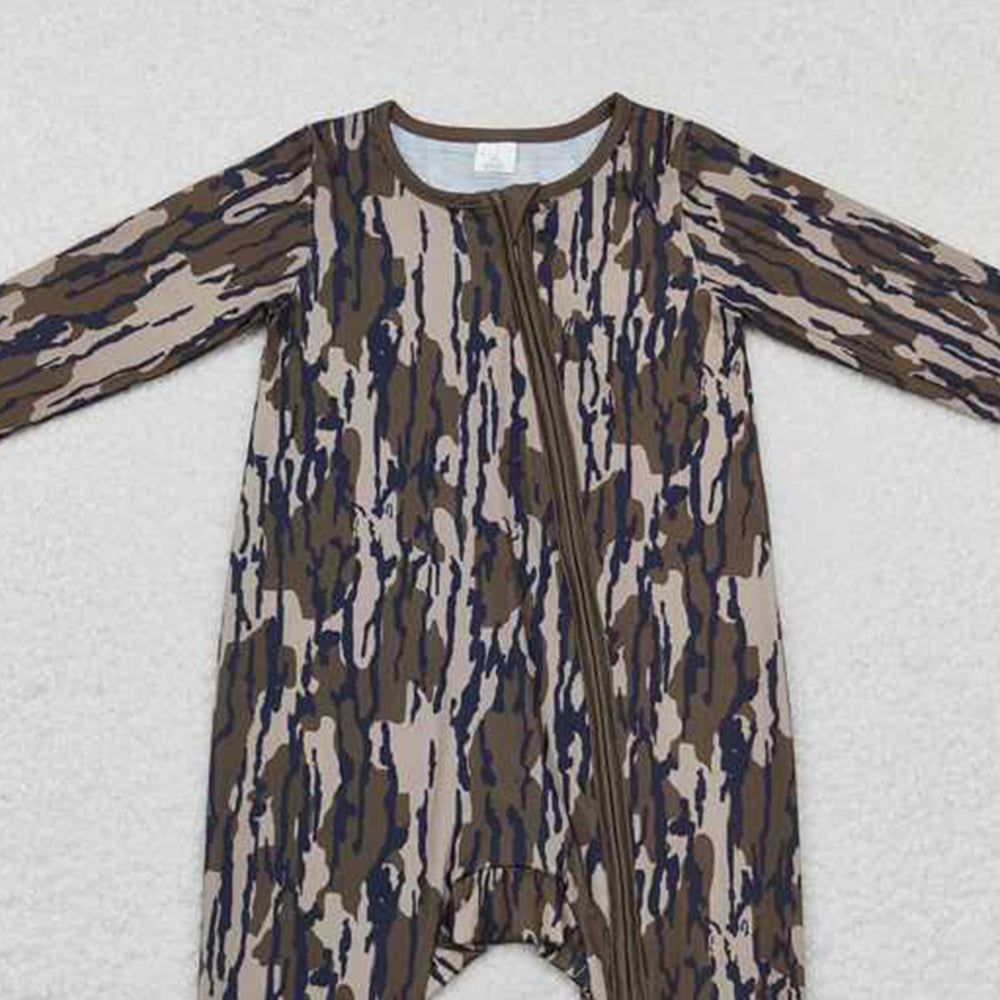 USA Shop (in stock)LR1452  Long sleeves bottomland camo baby kids zipper romper