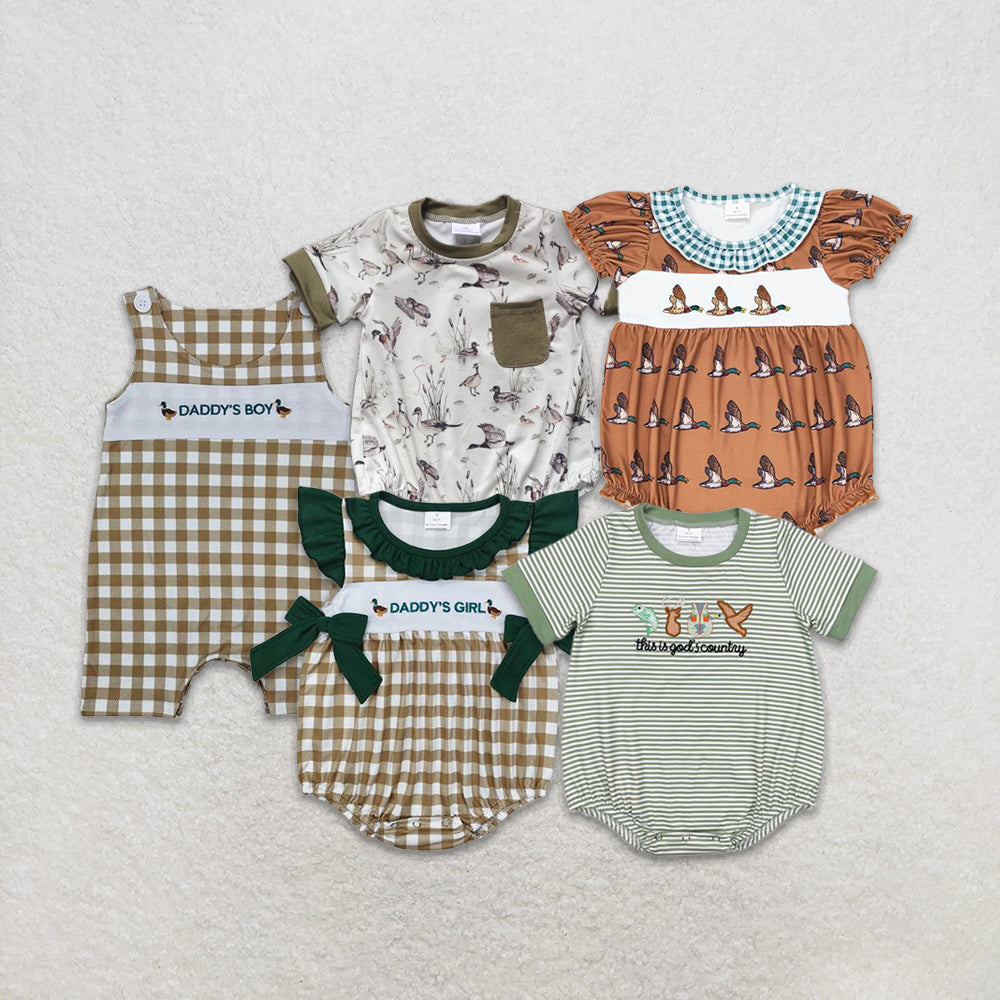 4.26 RTS NO MOQ Daddy's Boy Duck Plaid Sleeveless Baby Romper Unisex Infant Clothing Comfortable Soft Material Baby Outfit