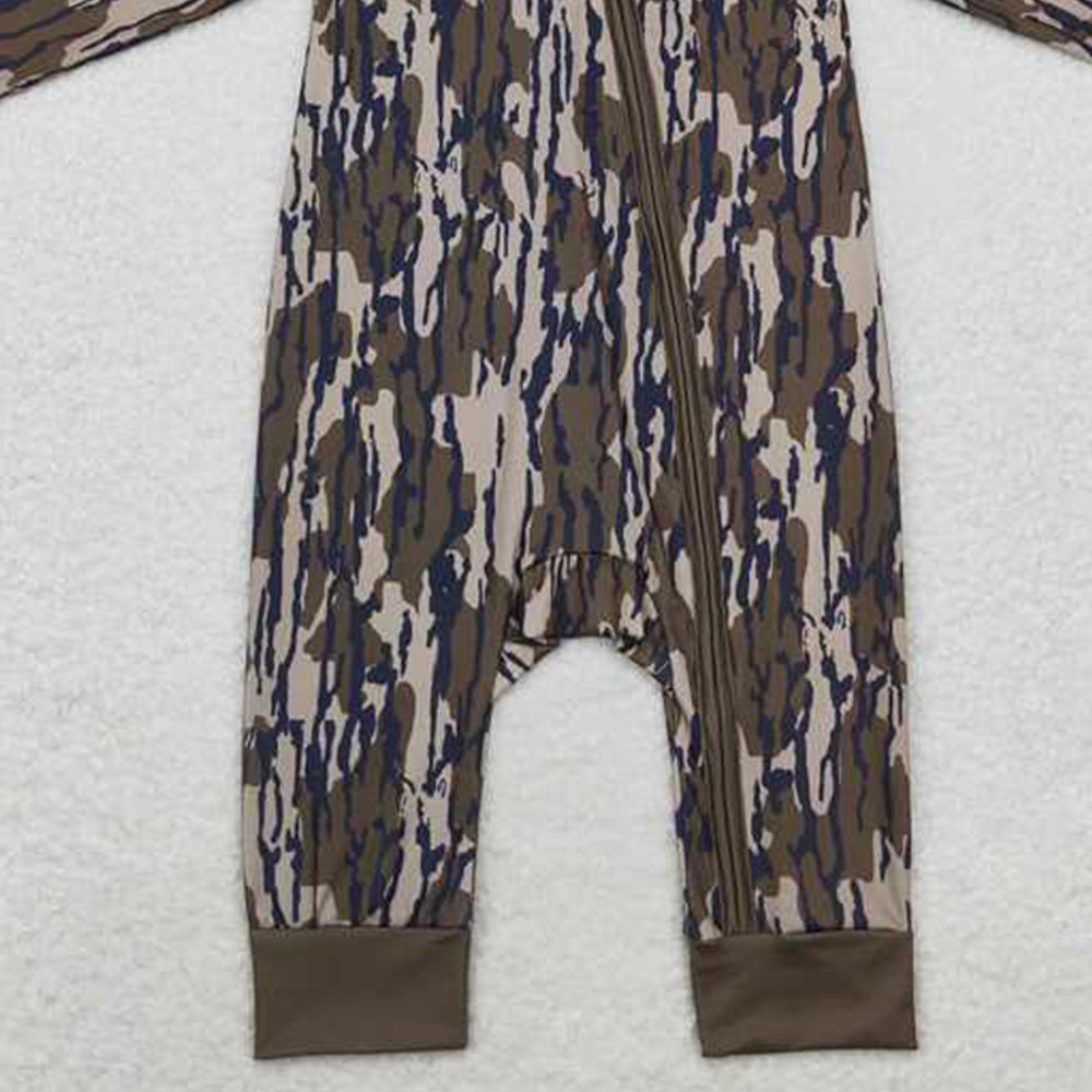 USA Shop (in stock)LR1452  Long sleeves bottomland camo baby kids zipper romper