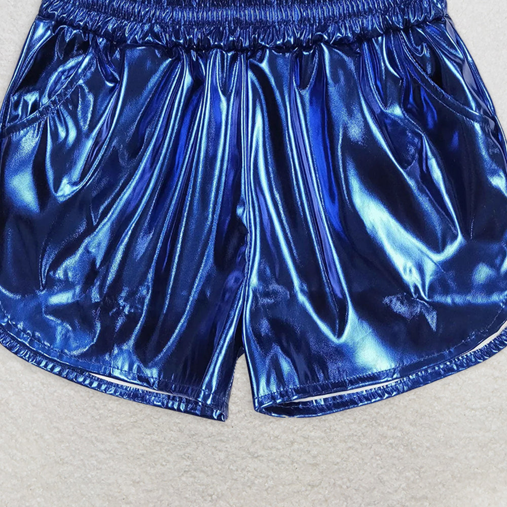 SS0409RTS NO MOQ Baby Girls Summer Shorts Stylish Blue Elastic Waist Summer Shorts for Trendy Girls