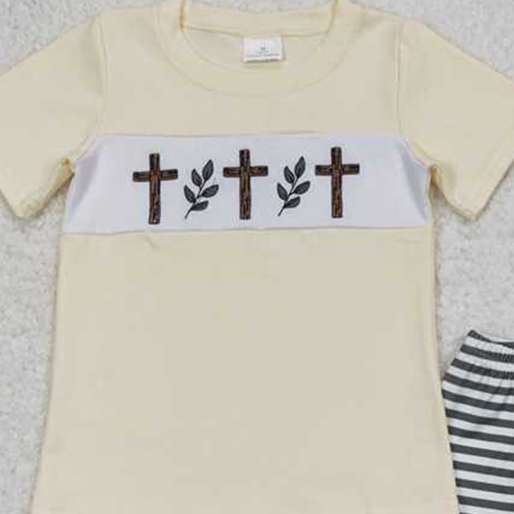 4.30 BSSO0459 RTS NO MOQ Baby Girls Boys Sibling Easter Cross Collection Clothes