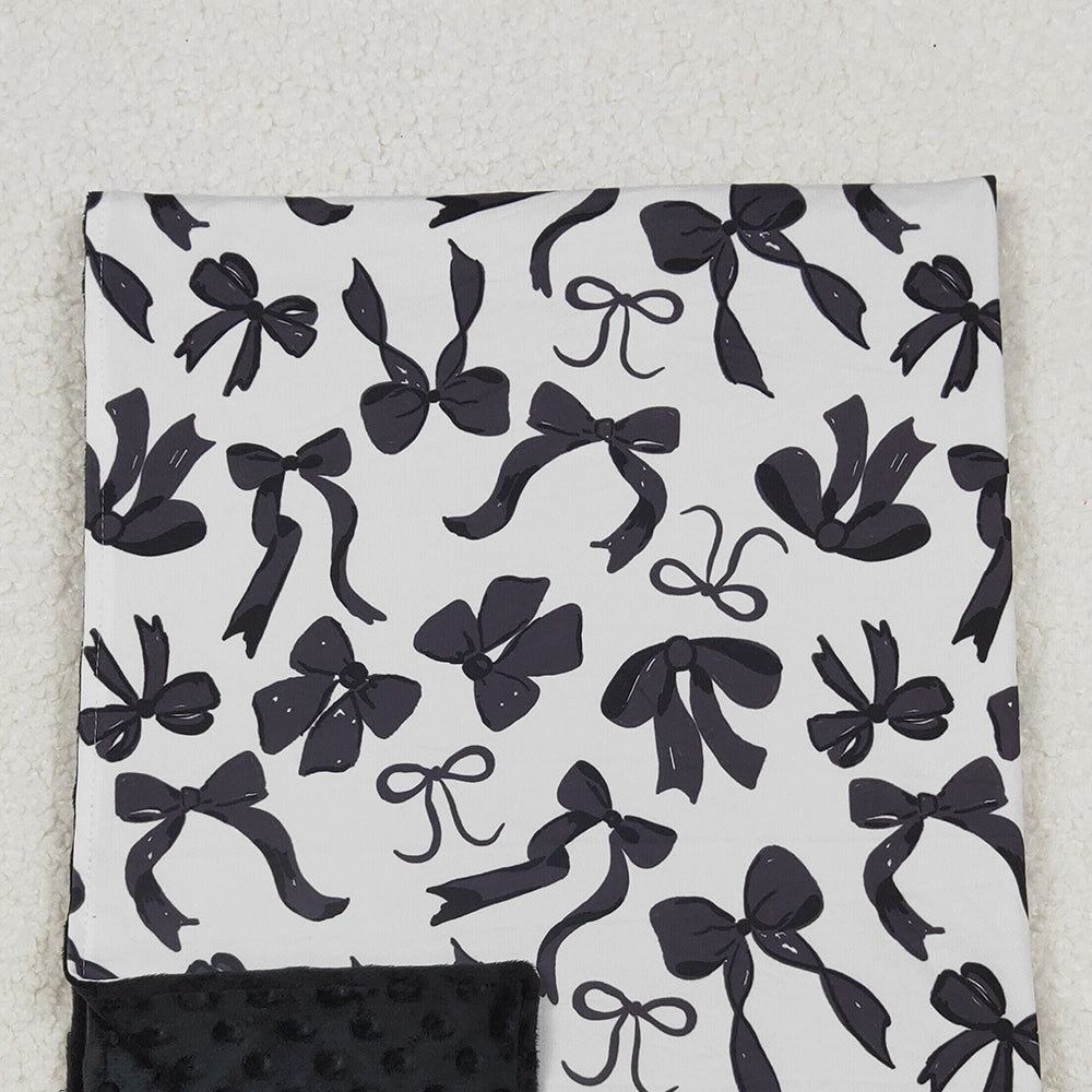 RTS NO MOQ (In stock)BL0217 Baby Blankets Black Bows Plaid Fall Blankets