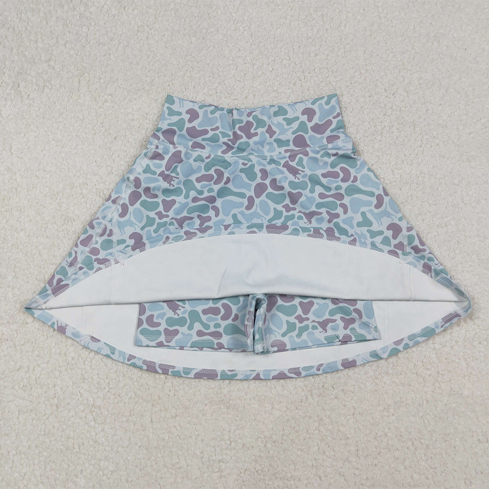 RTS NO MOQ (In stock)GLK0132 Adult Women's Summer Yoga Skirt Adult Women's Western Green Camouflage Yoga Skorts for Active Wear And Fitness