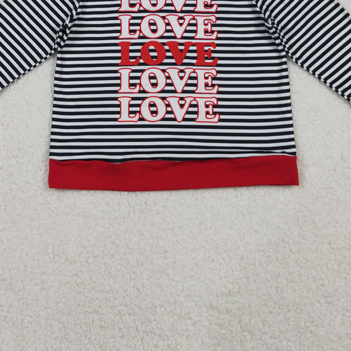 10.21 RTS NO MOQ (In stock)GT1237 Baby Girls Long Sleeve Tops Baby Girls Long Sleeve Black Stripe Loves Valentine Tee Shirts Top
