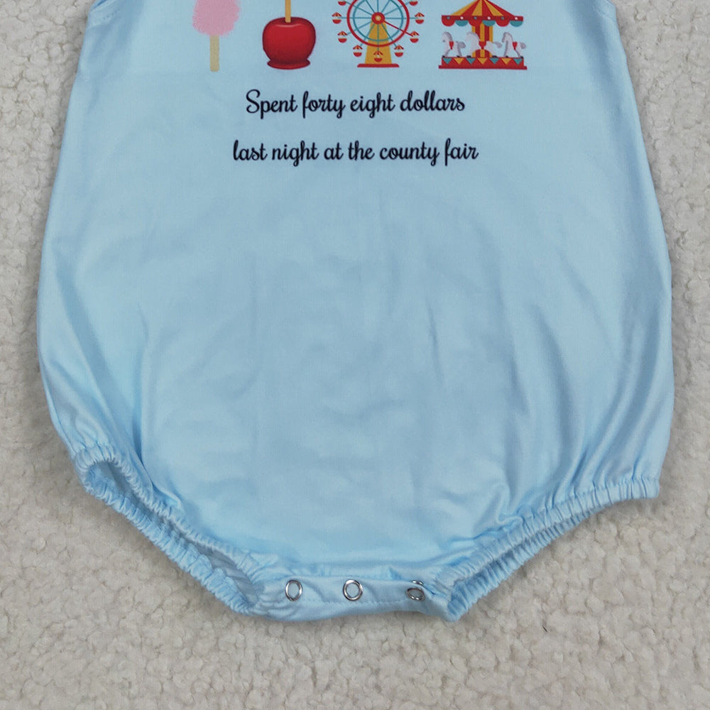 8.23 RTS NO MOQ (In stock)SR3056 Baby Boys Summer Rompers Baby Boys Blue Sleeveless Park Rompers