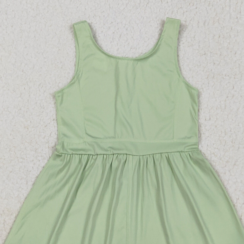 7.01 SR3021RTS NO MOQ Baby Girls Summer Jumpsuits Baby Girls Aqua Sleeveless Yoga Jumpsuits