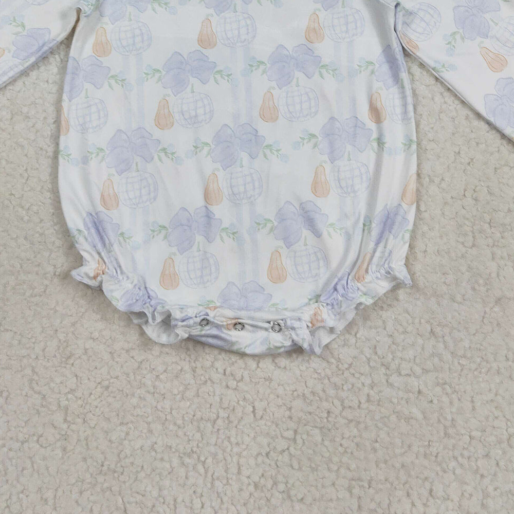 8.22 RTS NO MOQ (In stock)LR2312Baby Girls Winter Rompers Baby Girls Long Sleeves Pumpkin Floral Plaid Ruffle Rompers