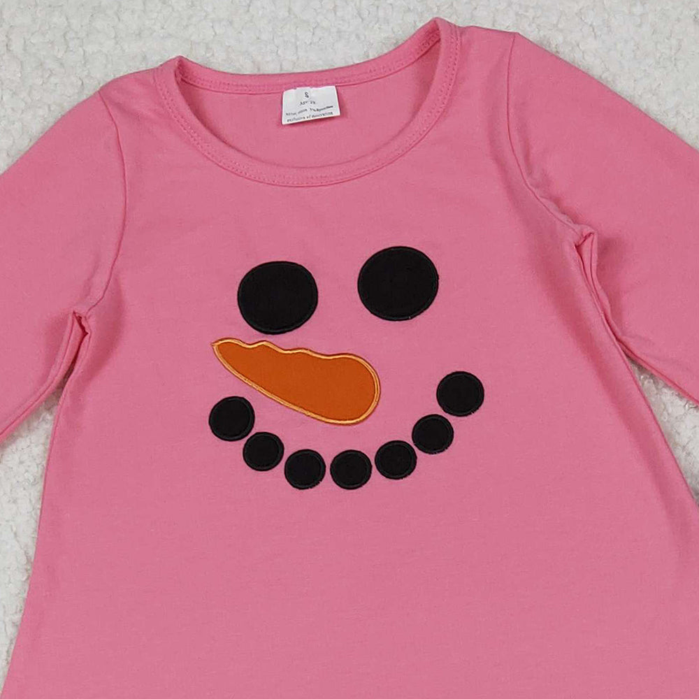 10.10 RTS NO MOQ (In stock)GLP2728 Baby Girls Winter Outfits Embroidery Snowmen Baby Girls Tunic Stripe Leggings Pant Christmas Set