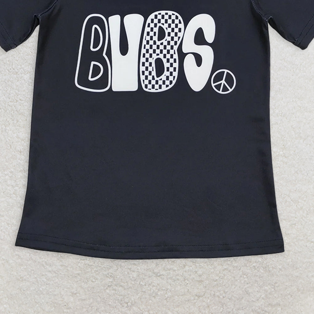 BT0617 RTS NO MOQ Baby Boys Summer Tops Baby Boys Black Bubs Short Sleeve Tee Shirts Tops