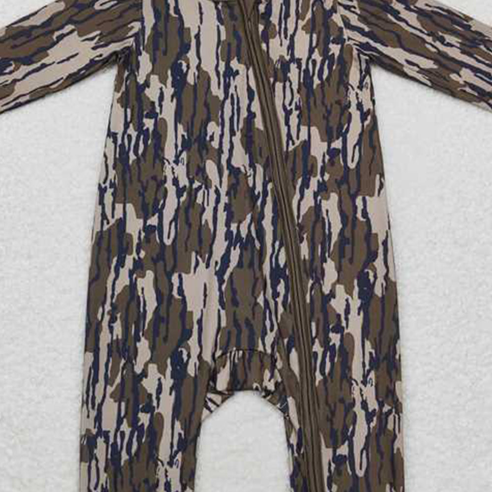USA Shop (in stock)LR1452 Long sleeves bottomland camo baby kids zipper romper