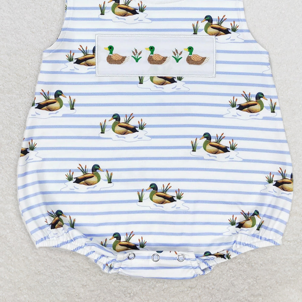 SR1583 RTS NO MOQ Baby Boys Summer Rompers Baby Boys Summer Ducks Sleeveless Rompers