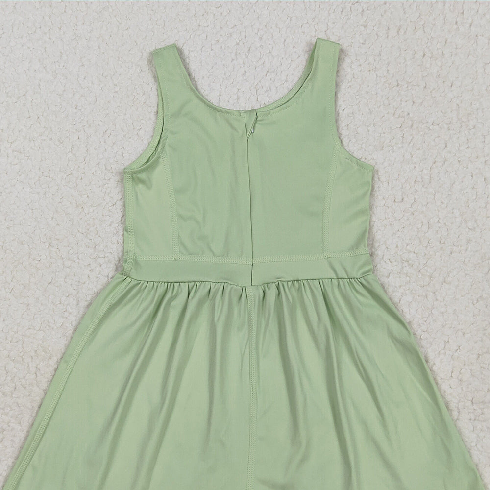 7.01 SR3021RTS NO MOQ Baby Girls Summer Jumpsuits Baby Girls Aqua Sleeveless Yoga Jumpsuits