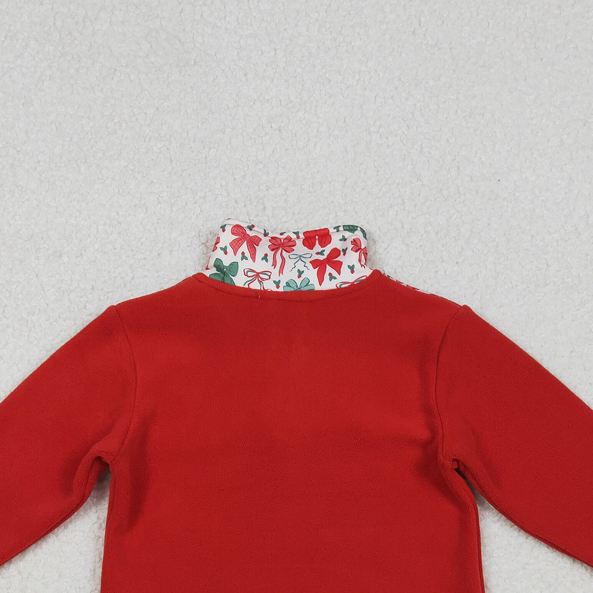 10.15 RTS NO MOQ (In stock)GT1150 Baby Girls Red Green Bows Christmas Zipper Pullover Top