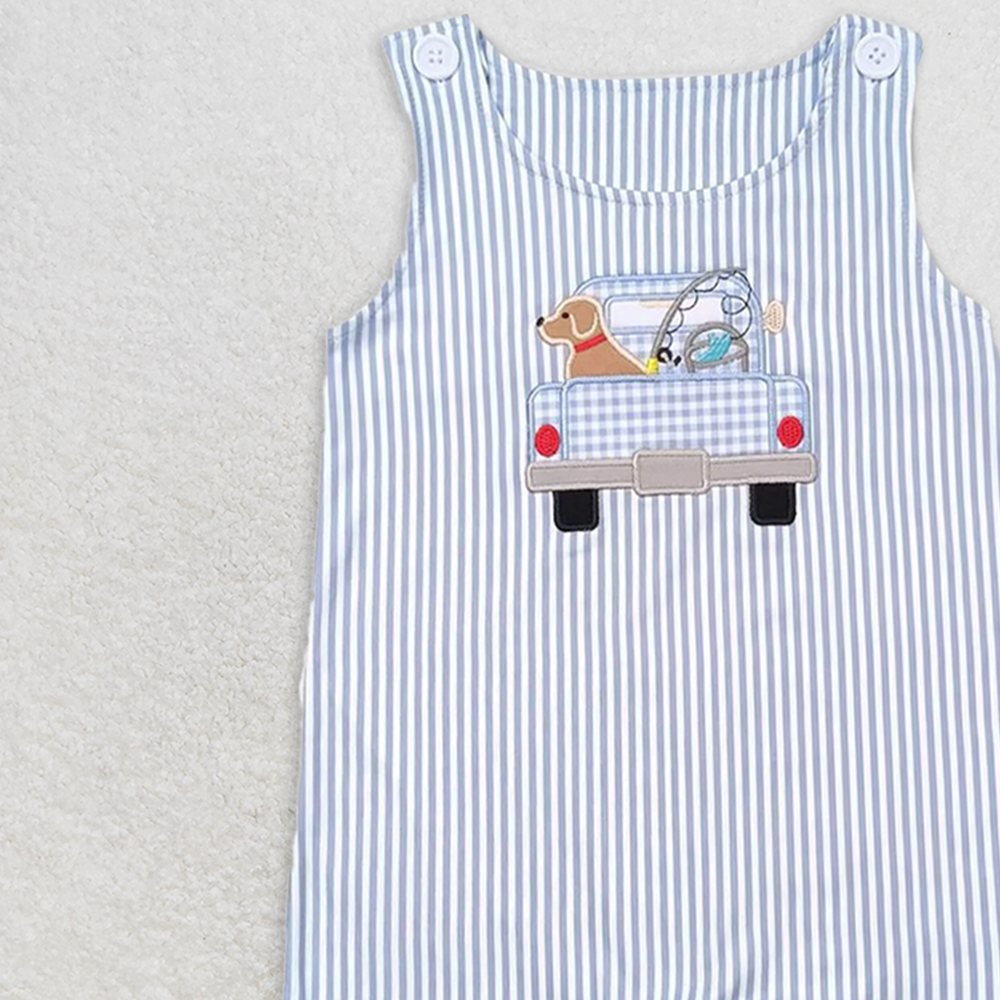 6.16 SR1170 RTS NO MOQ Baby Boys Summer Romper Stripe sleeveless dog fishing truck baby boys romper