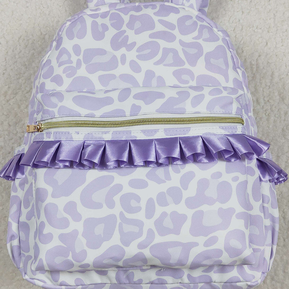 USA Shop (in stock) BA0239 RTS NO MOQ Baby Bags Baby Kids Girls Lavender Leopard Backpack Zip Back Bags