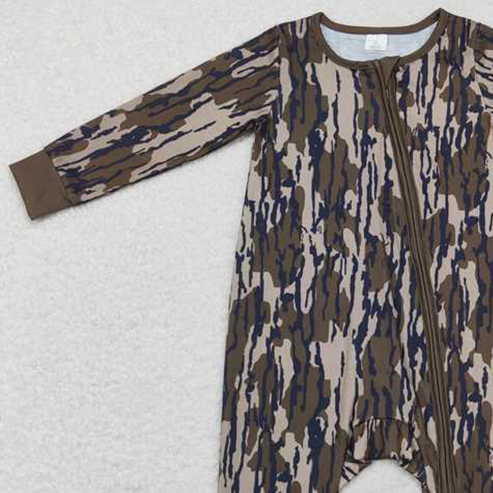 USA Shop (in stock)LR1452 Long sleeves bottomland camo baby kids zipper romper