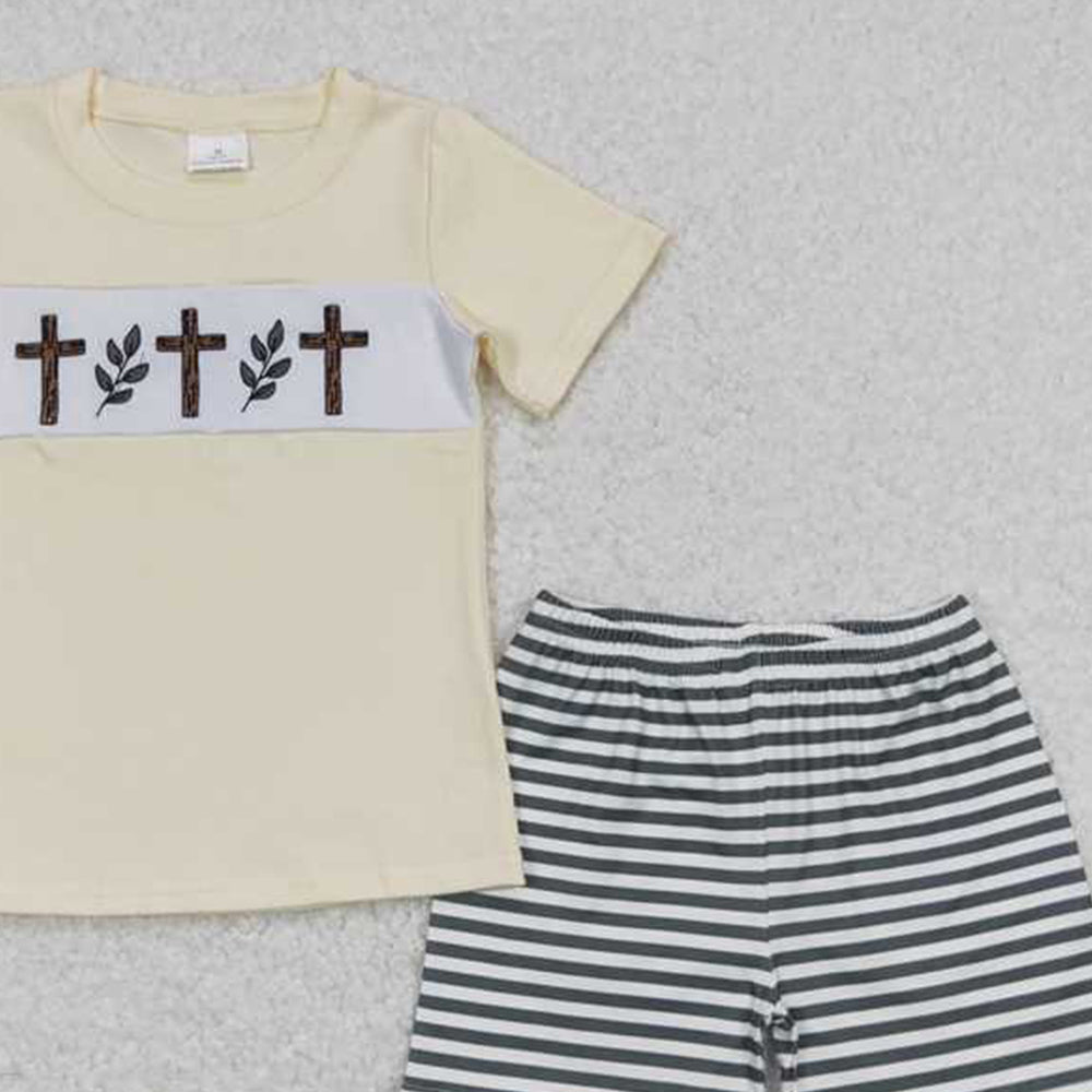 4.30 BSSO0459 RTS NO MOQ Baby Girls Boys Sibling Easter Cross Collection Clothes