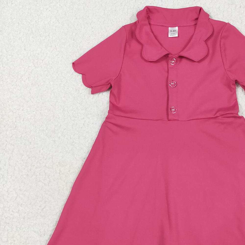 7.05 GSD2474 RTS NO MOQ Baby Girls Summer Yoga Dress Baby Girls Pink Short Sleeves Button Yoga Knee Length Dresses