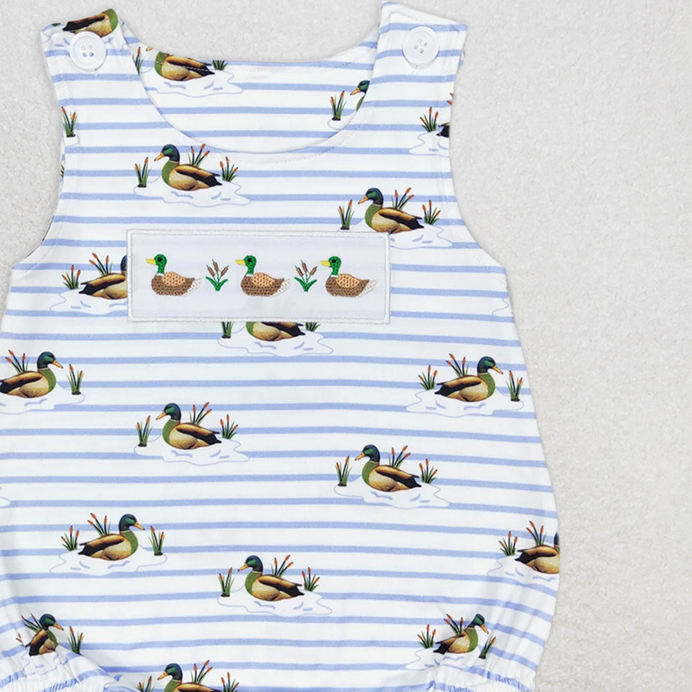 SR1583 RTS NO MOQ Baby Boys Summer Rompers Baby Boys Summer Ducks Sleeveless Rompers