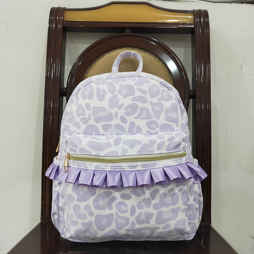 USA Shop (in stock) BA0239 RTS NO MOQ Baby Bags Baby Kids Girls Lavender Leopard Backpack Zip Back Bags