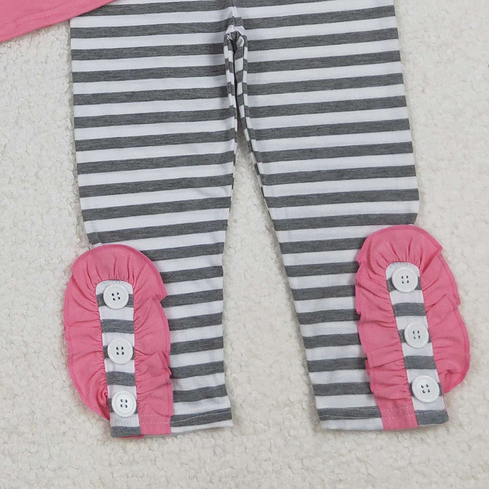 10.10 RTS NO MOQ (In stock)GLP2728 Baby Girls Winter Outfits Embroidery Snowmen Baby Girls Tunic Stripe Leggings Pant Christmas Set