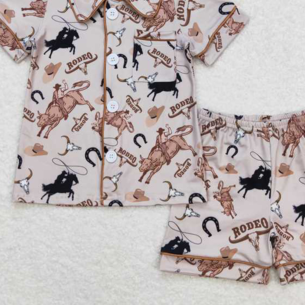 4.18 BSSO0761 RTS NO MOQ Short sleeves pocket rodeo kids boys button down pajamas