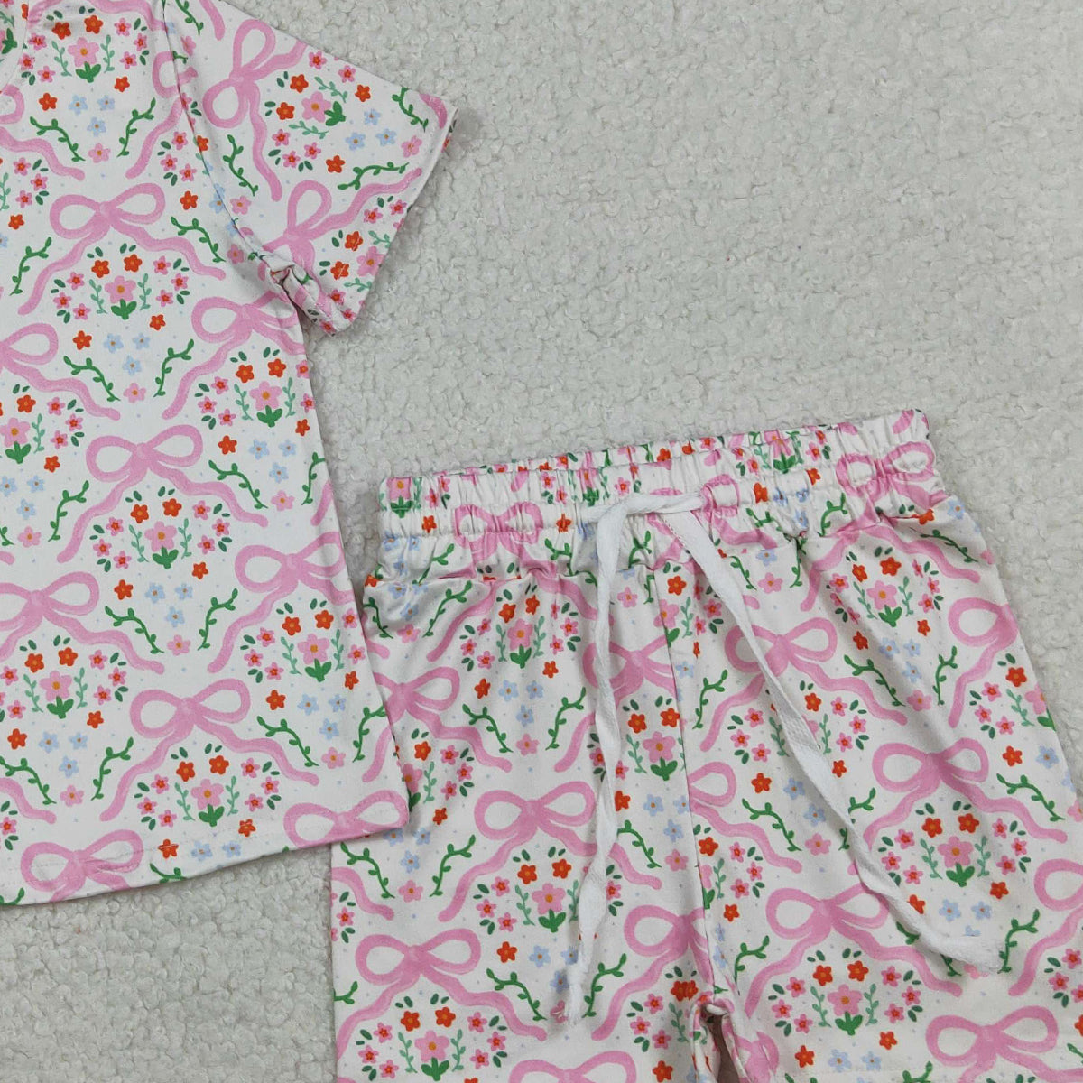 3.28 RTS NO MOQ (In stock)GSSO3379 Short sleeves floral bot top shorts kids girls outfits