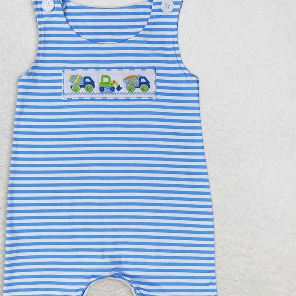 SR1005 RTS NO MOQ Baby Boys Summer Rompers Baby Boys Summer Blue Stripes Sleeveless Constructions Rompers