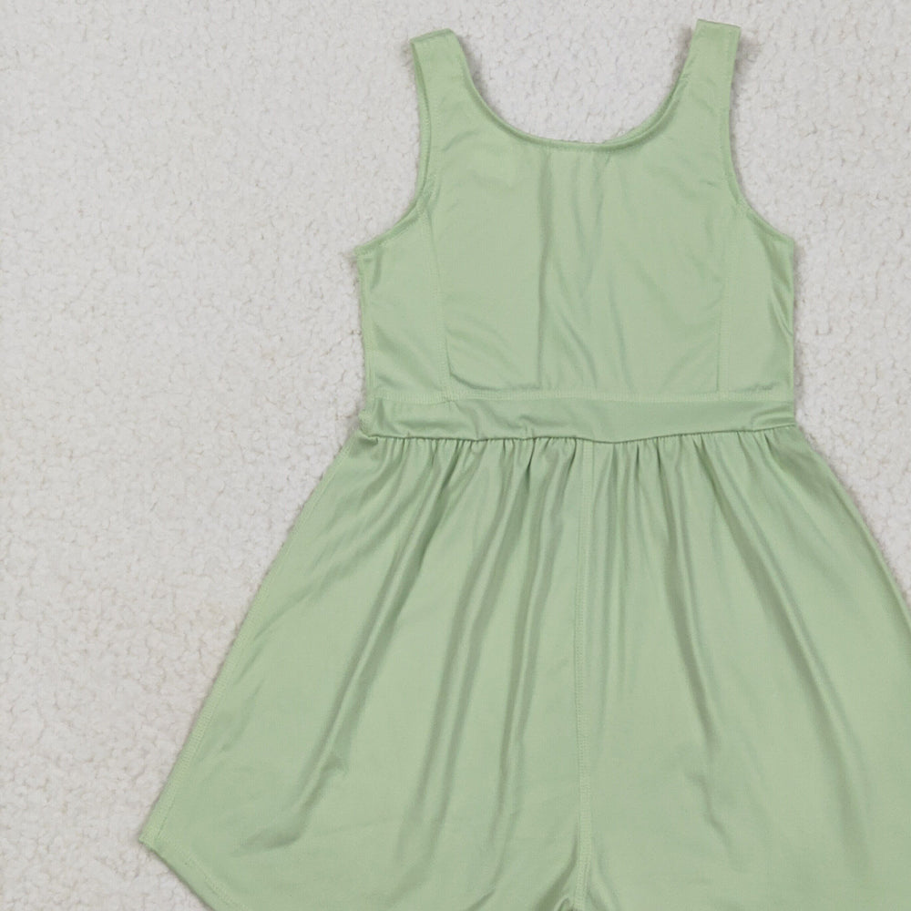 7.01 SR3021RTS NO MOQ Baby Girls Summer Jumpsuits Baby Girls Aqua Sleeveless Yoga Jumpsuits