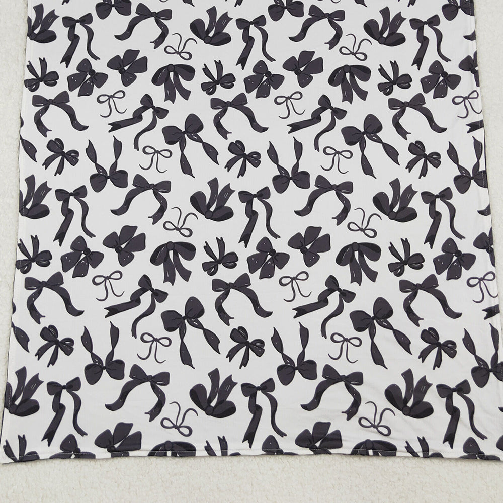 RTS NO MOQ (In stock)BL0217 Baby Blankets Black Bows Plaid Fall Blankets