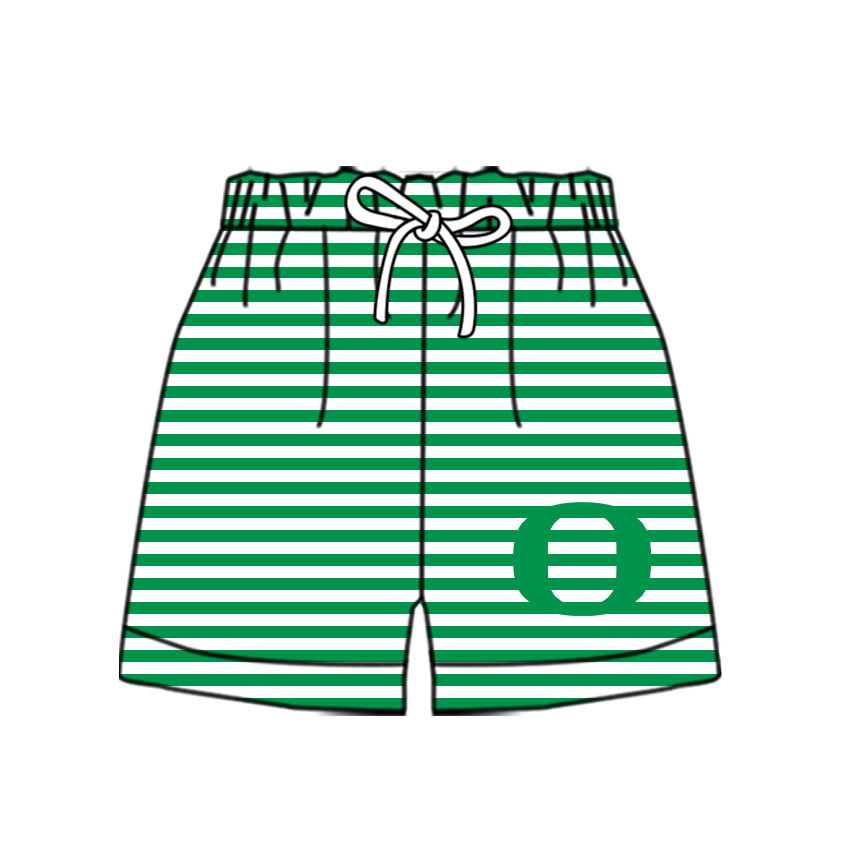 CUSTOM MOQ 5 Cute Comfortable Clothing For Kids Baby Kids Green O Stripe Summer Bottom Team Shorts
