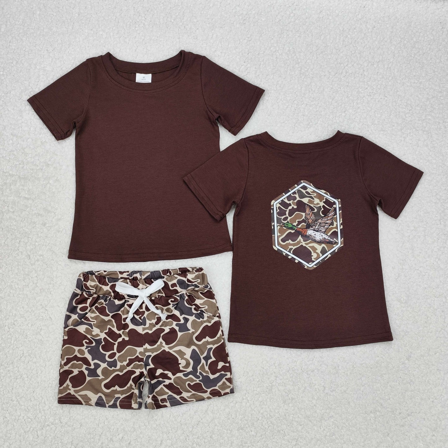 BT1090 Short sleeves brown camo duck kids boys shirt