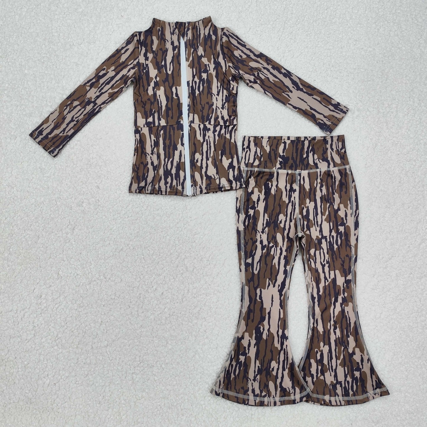 Long sleeves bottomland camo top pants girls yoga clothes