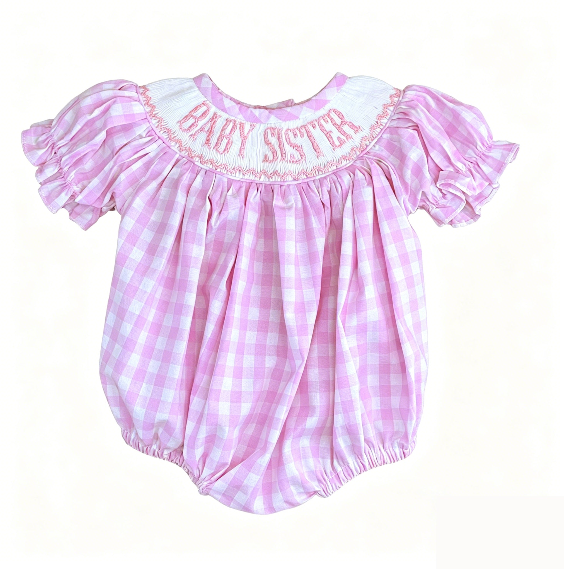 SR4230 Pre order No Moq Baby Girls Smocked Pink Plaid Short Sleeve Ruffle Rompers