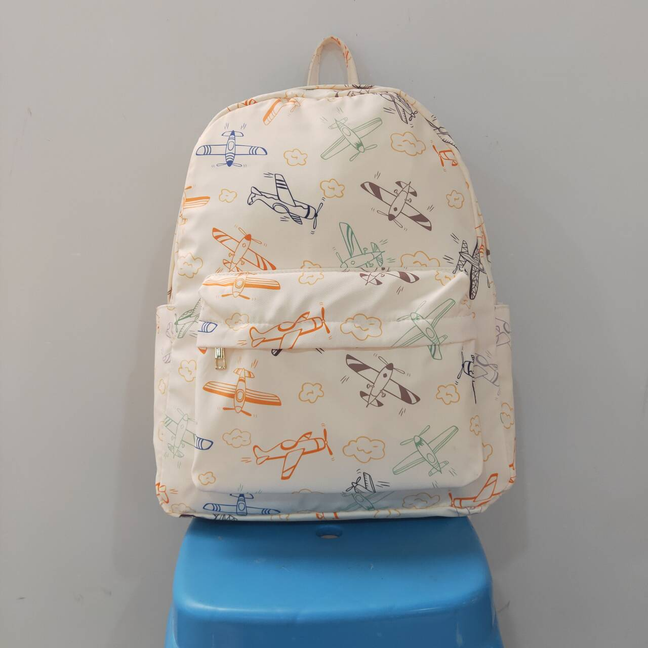 BA0220 RTS NO MOQ (In stock)Baby Kids Airplane Printed Zip Backpack