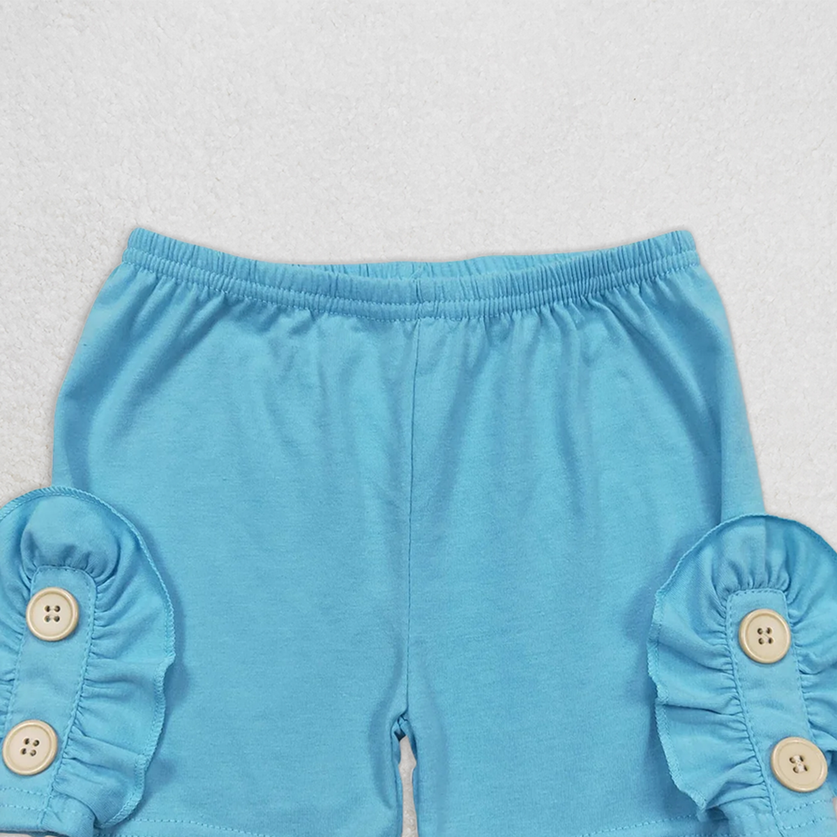 SS0191 RTS NO MOQ Baby Girls Summer Shorts Baby Girls Summer Light Blue Cotton Buttons Shorts