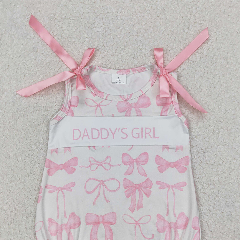 5.16 SR2818 RTS NO MOQ Baby Girls Summer Rompers Sleeveless pink bow daddy's girl summer romper