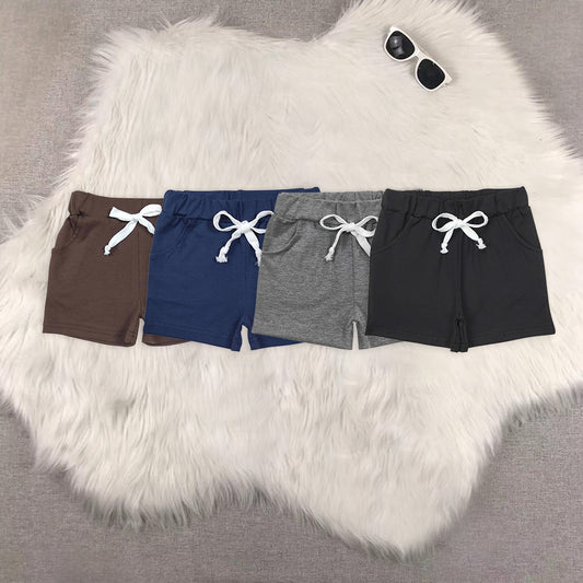8.19 RTS Sibling Baby Boys Summer Shorts Light grey cotton pocket kids boy summer shorts