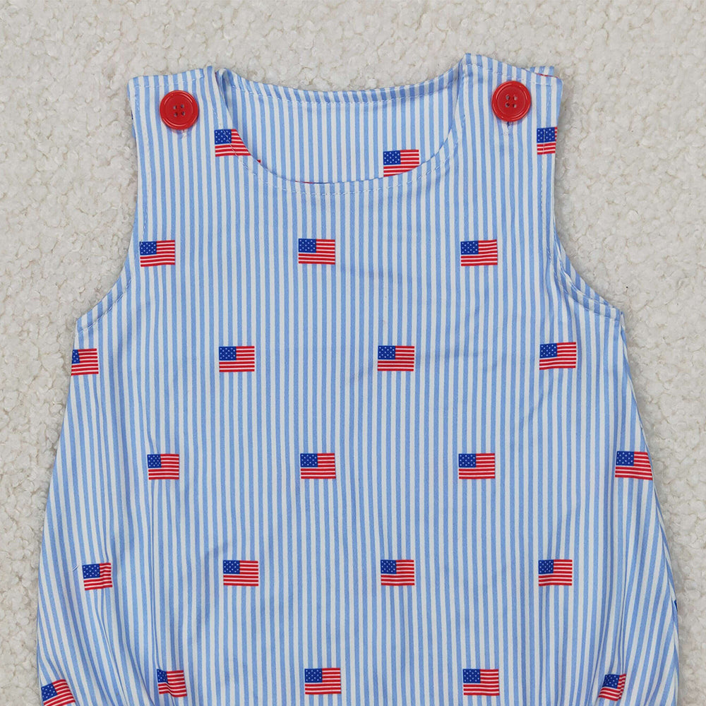 4.08 SR2922 RTS NO MOQ Baby Boys Summer Romper Baby Boys July 4th Flag Bubble Romper