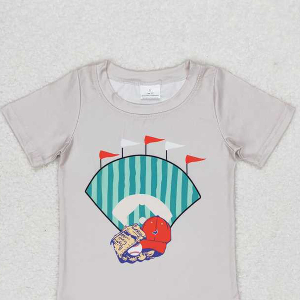 5.09 BT0629 RTS NO MOQ Baby Boys Summer Tops Khaki short sleeves baseball kids boys shirt