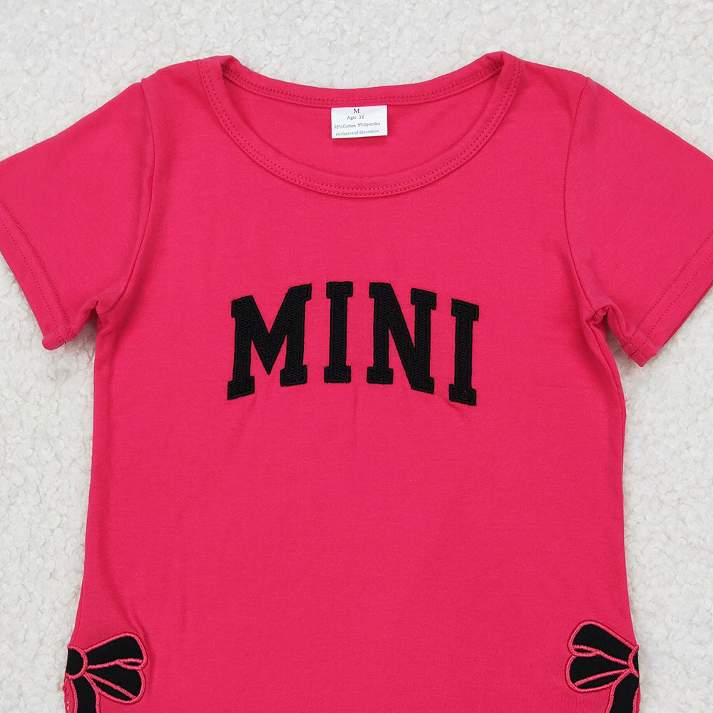 5.16 GT0917 RTS NO MOQ Hot pink short sleeves mini bow baby girls shirt