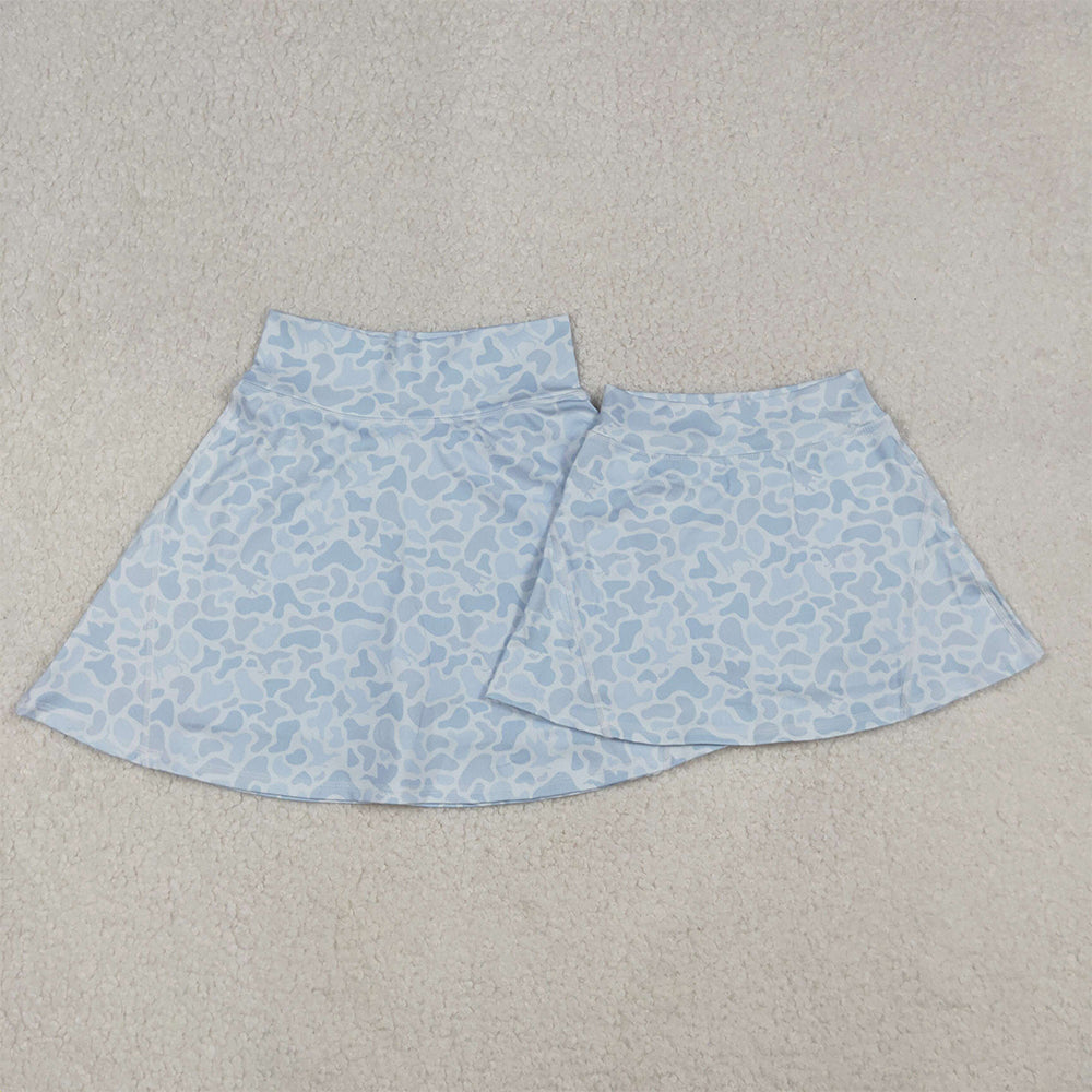 9.30 RTS NO MOQ (In stock)GLK0133 Adult Women Light Grey Camo Print Yoga Active Skirt Shorts Bottom