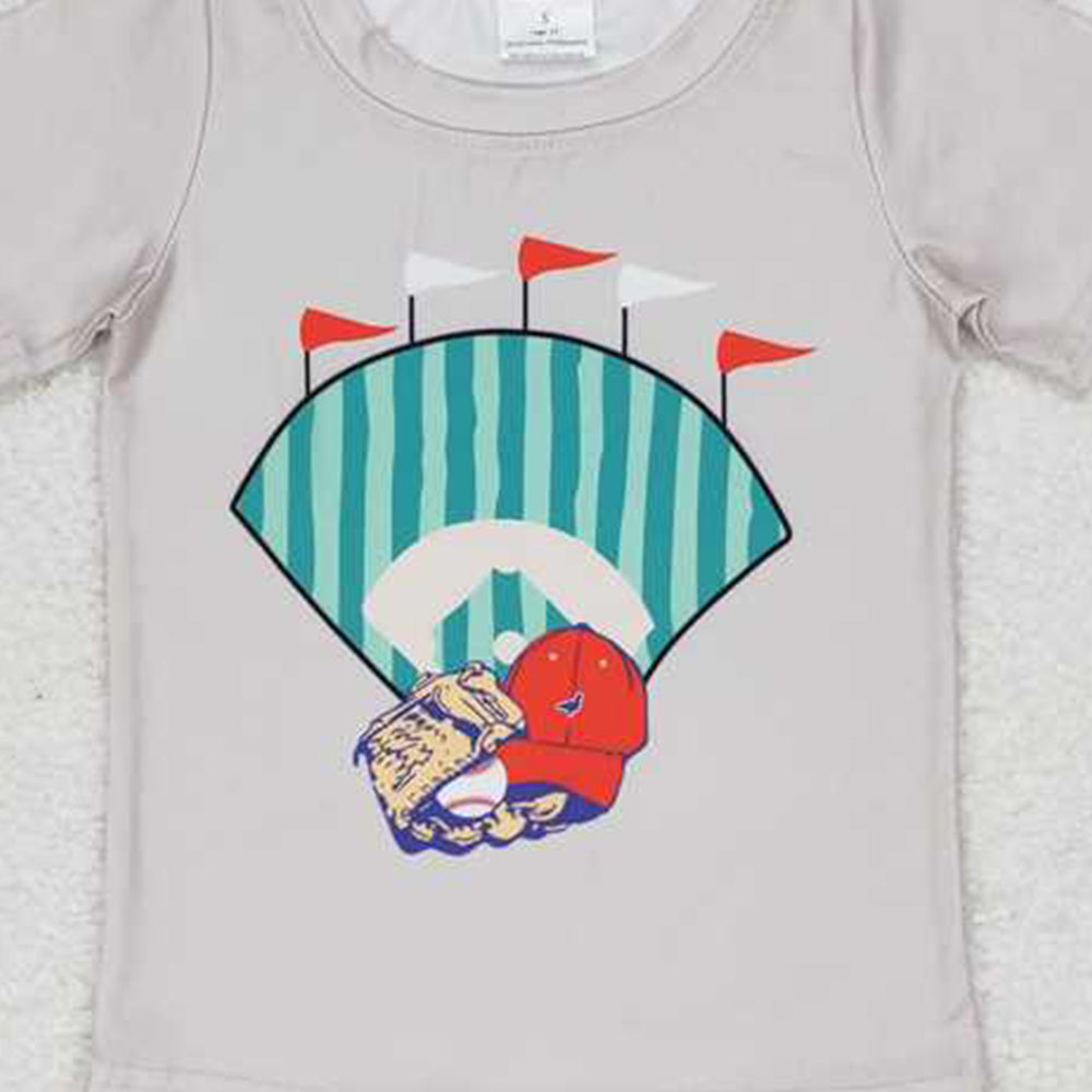 5.09 BT0629 RTS NO MOQ Baby Boys Summer Tops Khaki short sleeves baseball kids boys shirt