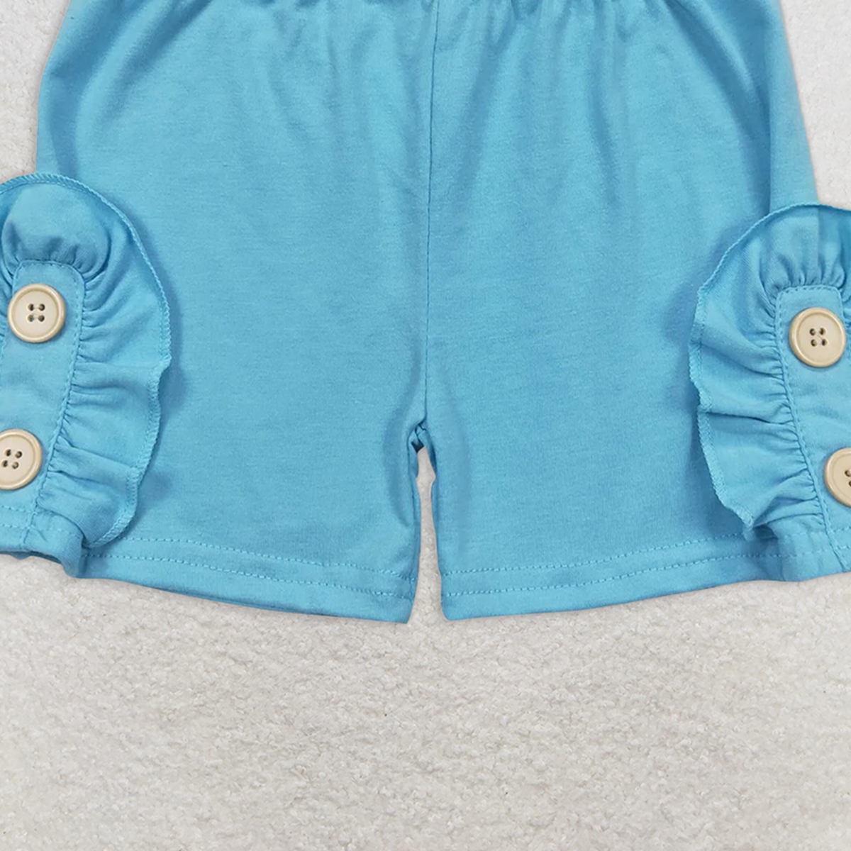 SS0191 RTS NO MOQ Baby Girls Summer Shorts Baby Girls Summer Light Blue Cotton Buttons Shorts