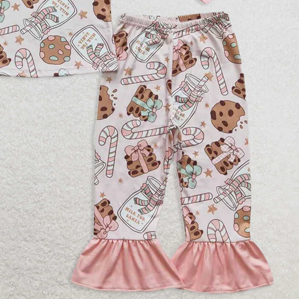 GLP0727RTS NO MOQ Baby Girls Winter Outfits Milk biscuit bottle cane pink long-sleeved trousers suit