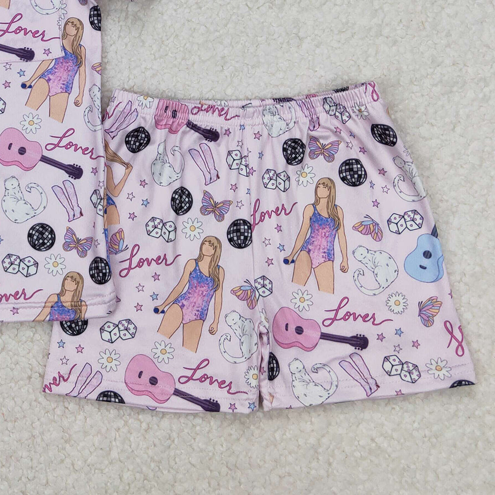 GSSO1773 New Rts No Moq 8-9 Days By Air Arrived it Short sleeves guitar boots singer girls button down pajamas